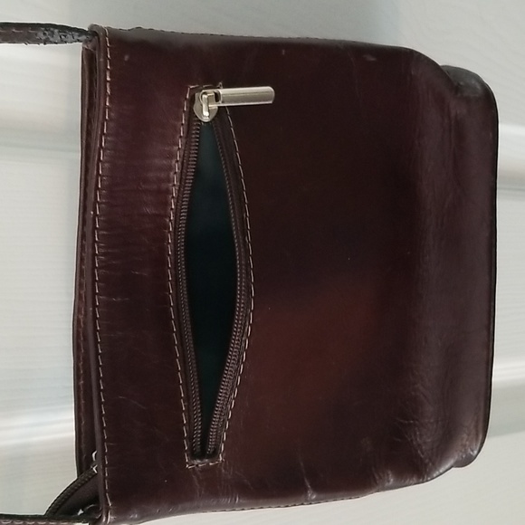 Vera Pelle dark brown crossbody purse approx 7x8 inches - Picture 8 of 15